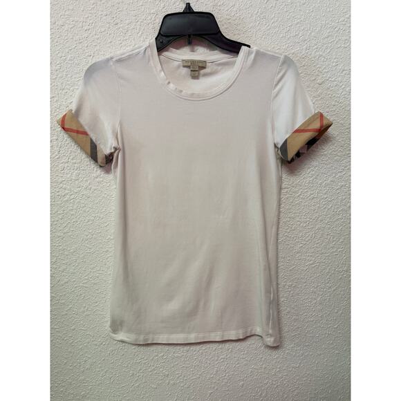 Burberry Plaid Cuff Tee White Size XS - Picture 1 of 7